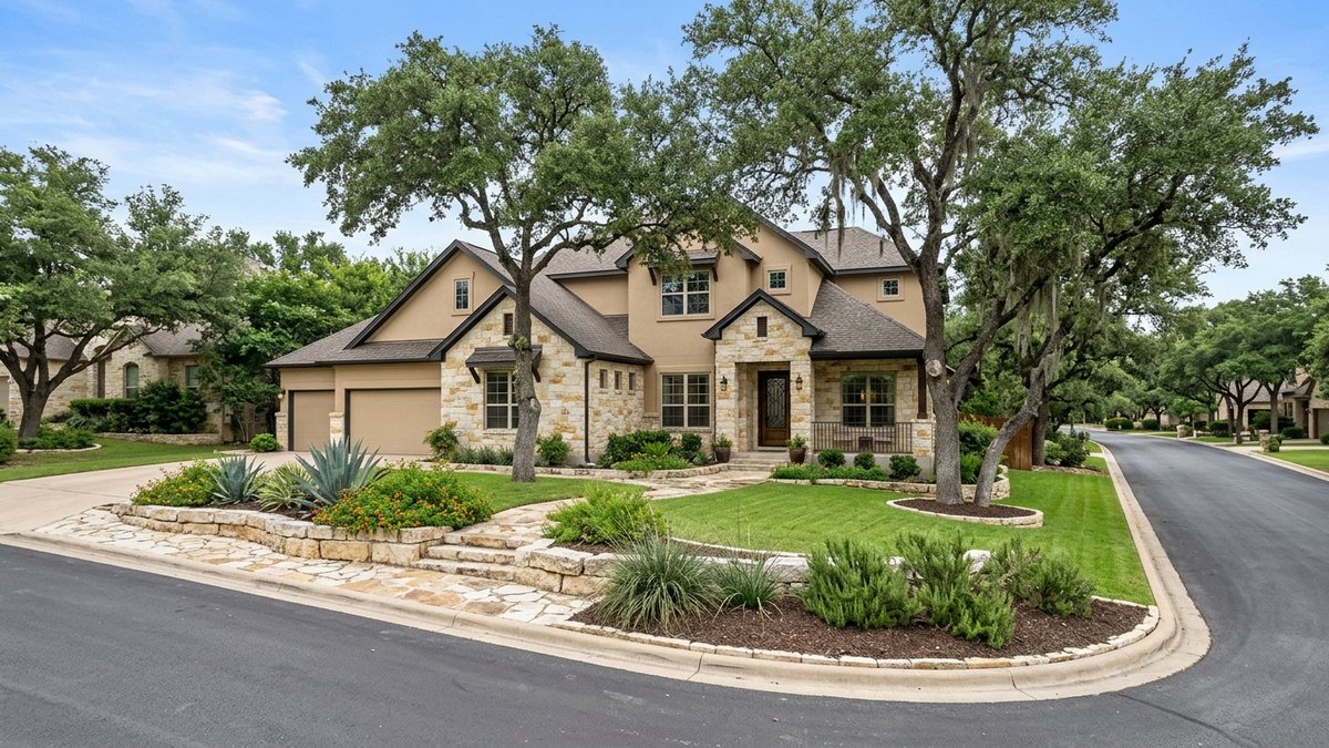 Natural daylight stone-and-stucco move-up home in New Braunfels. Used for buyer and market posts.