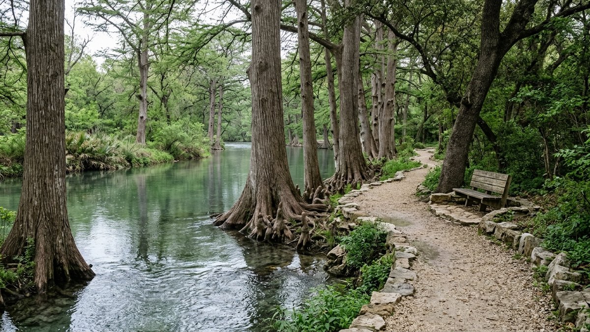 Plain park-and-water scene in the Landa Park style. Used for relocation and local-living posts.