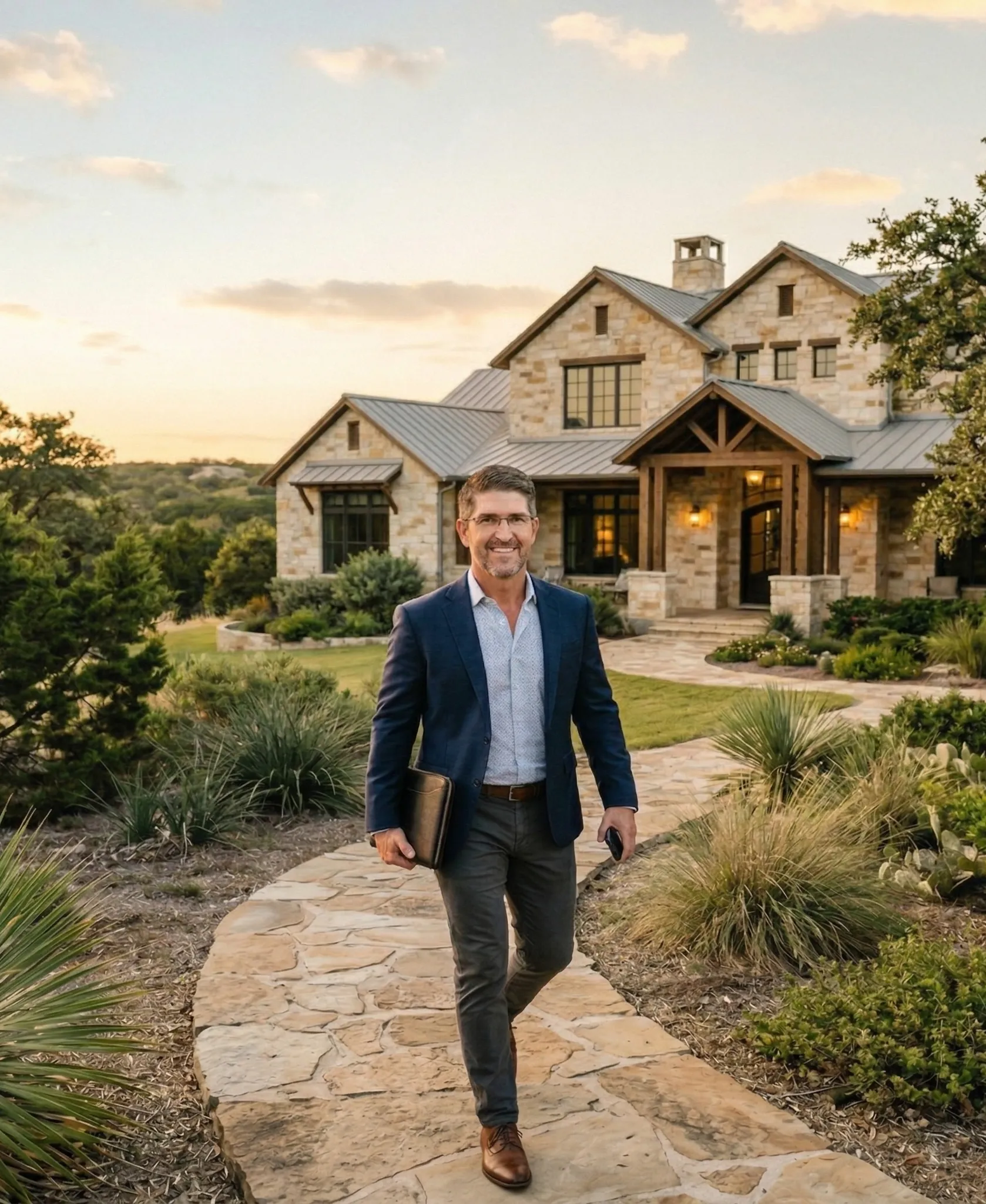 Glen Robison approaching a Hill Country property