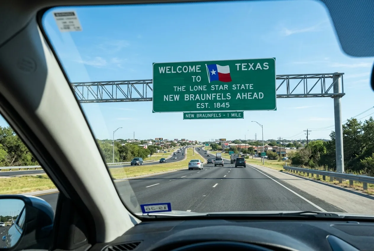 Road into New Braunfels and the Texas Hill Country
